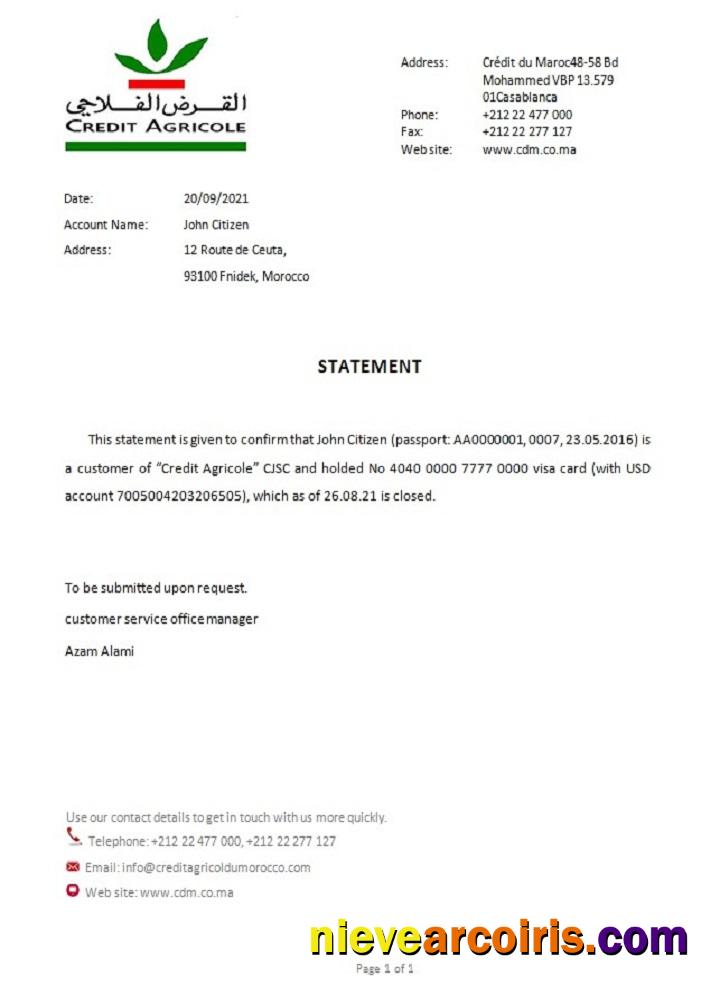 Morocco Credit Agricole bank closure reference